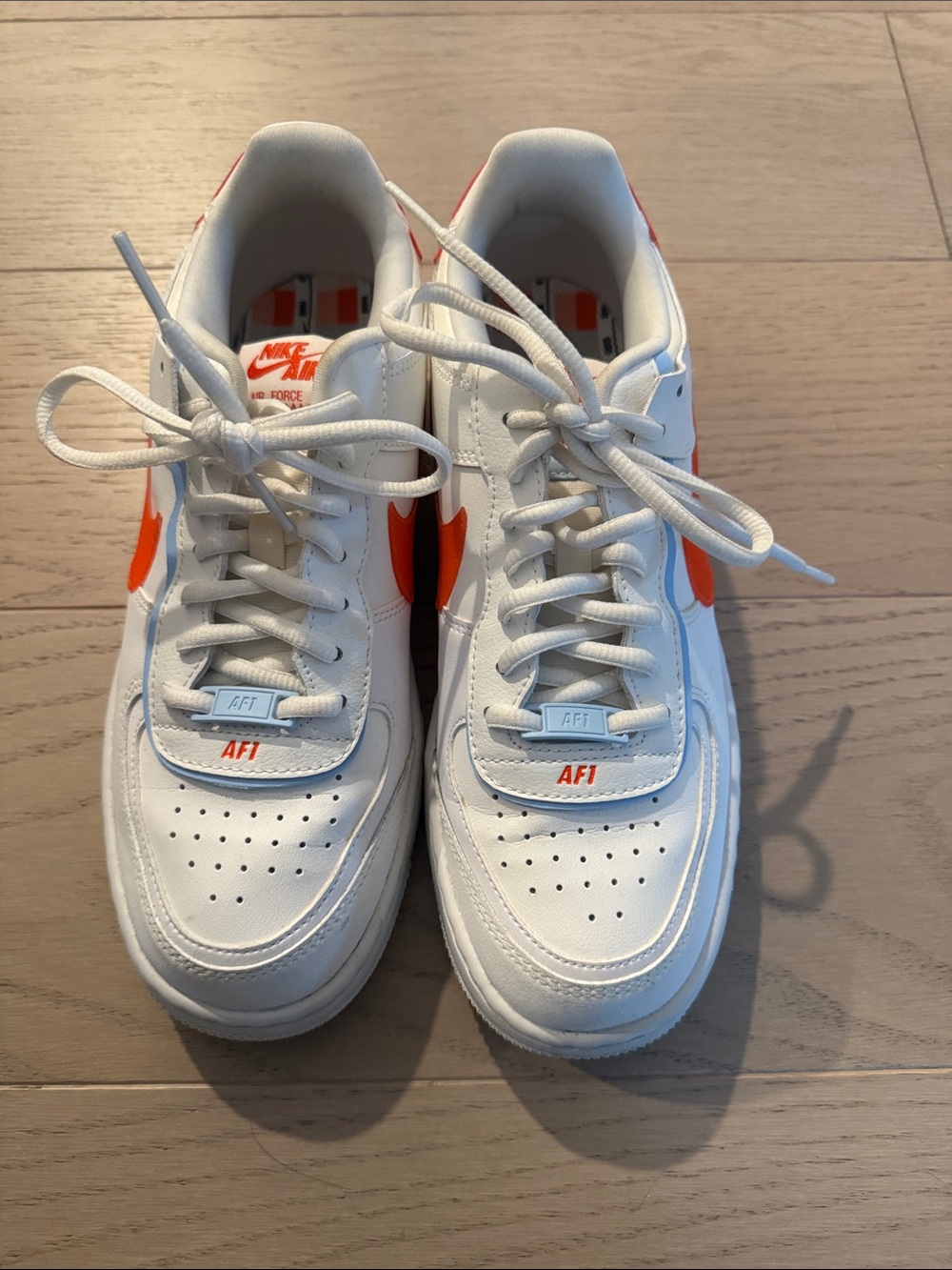 Nike Air Force 1 Low Sneakers - White/Orange Swoosh